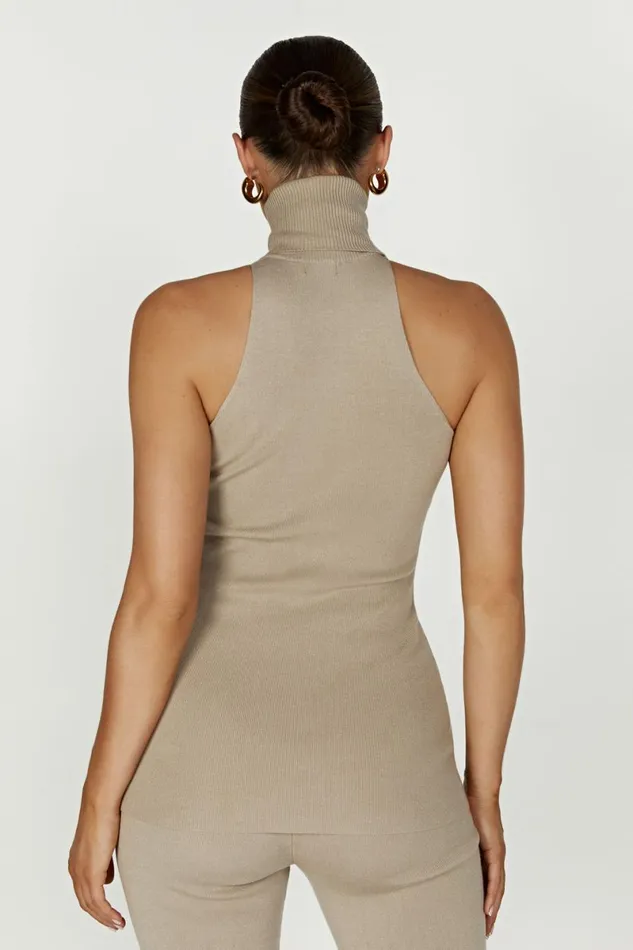 Meshki Basic Tops Kelsea Sleeveless Turtleneck Top 8211 Taupe Taupe 8211 Women