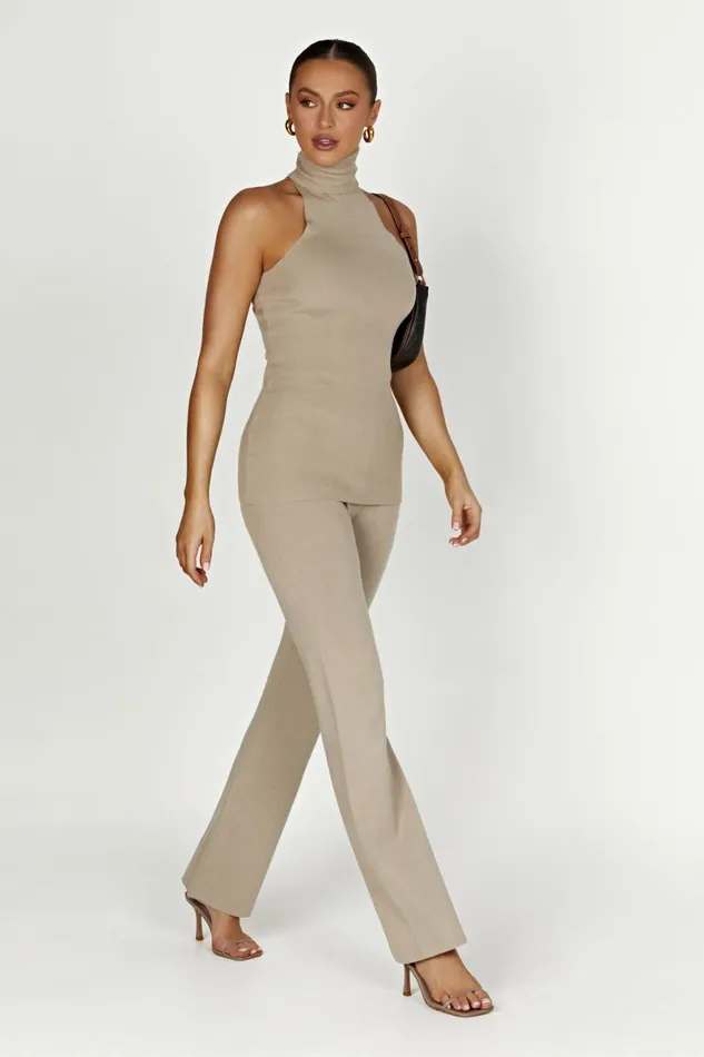Meshki Basic Tops Kelsea Sleeveless Turtleneck Top 8211 Taupe Taupe 8211 Women