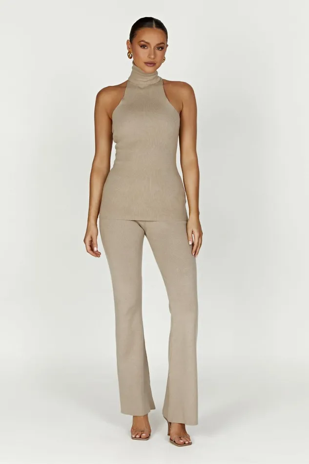 Meshki Basic Tops Kelsea Sleeveless Turtleneck Top 8211 Taupe Taupe 8211 Women