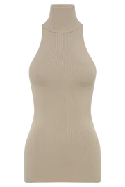 Meshki Basic Tops Kelsea Sleeveless Turtleneck Top 8211 Taupe Taupe 8211 Women