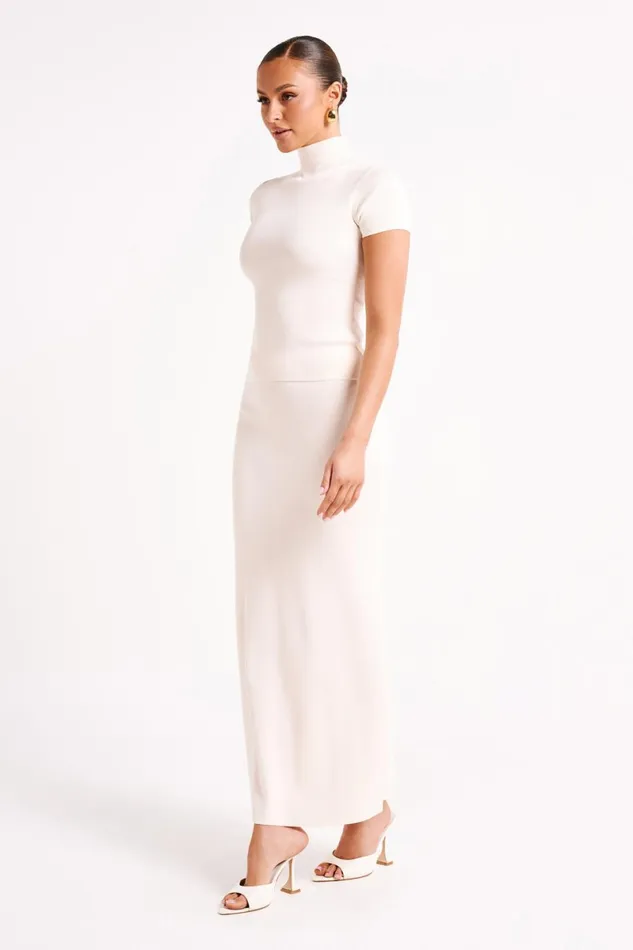 Meshki Basic Tops Marianna Ribbed High Neck Top 8211 Ivory Ivory 8211 Women