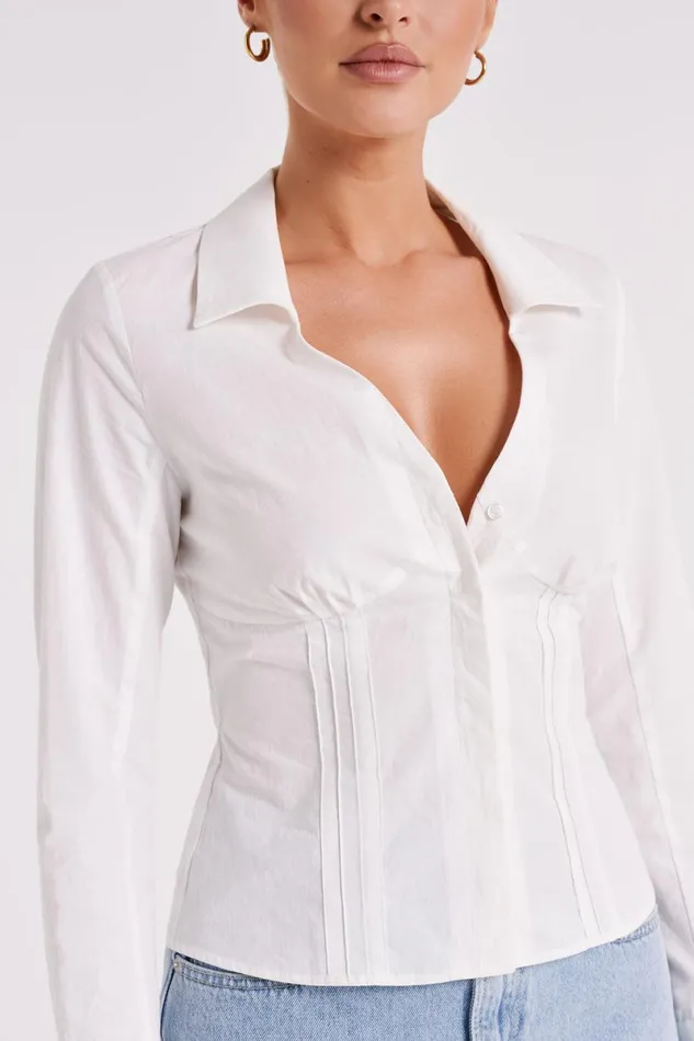 Meshki Basic Tops Parisa Pleated Shirt 8211 White White 8211 Women