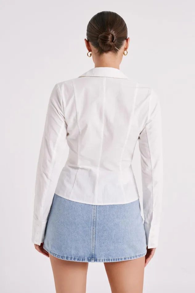 Meshki Basic Tops Parisa Pleated Shirt 8211 White White 8211 Women