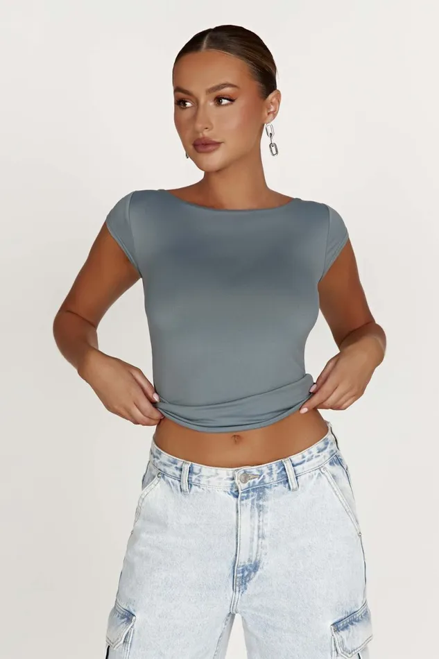 Meshki Basic Tops Reyna Recycled Nylon Longline Top 8211 Light Charcoal Lightcharcoal 8211 Women