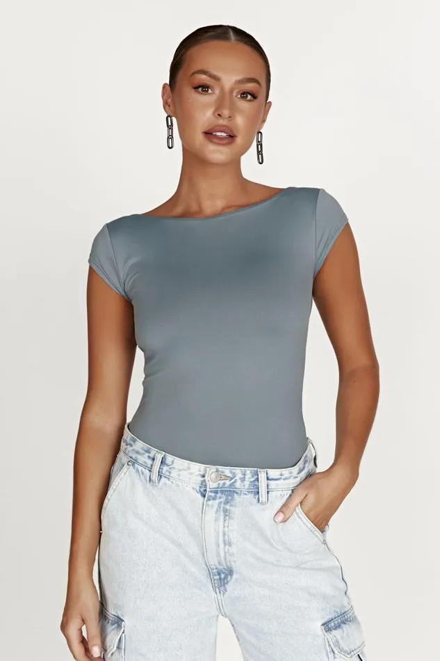 Meshki Basic Tops Reyna Recycled Nylon Longline Top 8211 Light Charcoal Lightcharcoal 8211 Women
