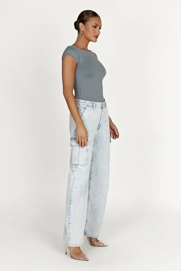 Meshki Basic Tops Reyna Recycled Nylon Longline Top 8211 Light Charcoal Lightcharcoal 8211 Women