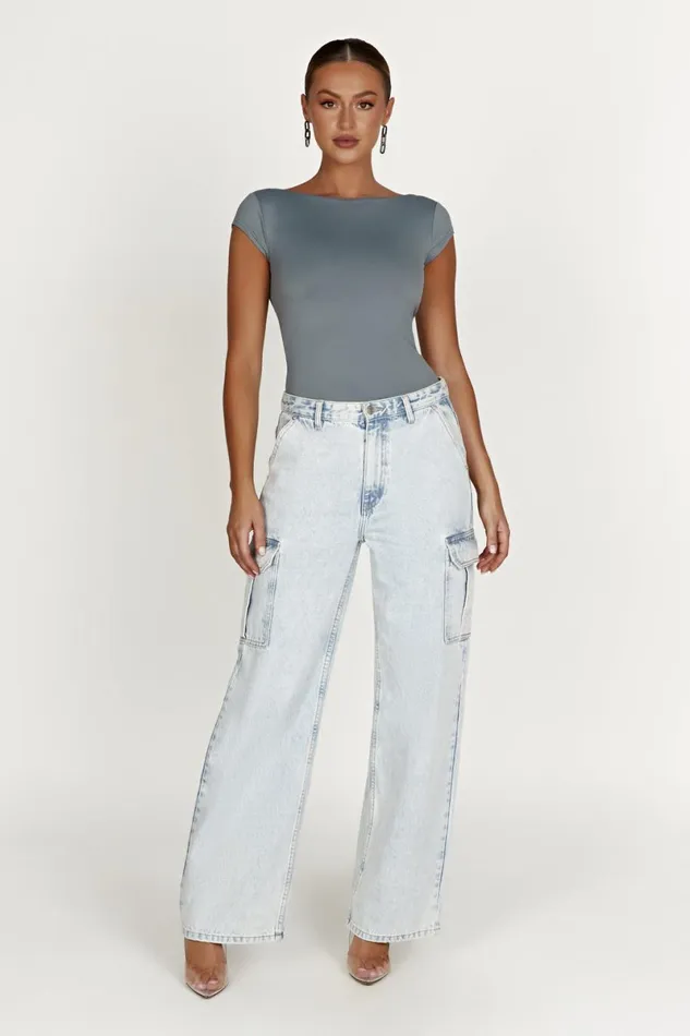 Meshki Basic Tops Reyna Recycled Nylon Longline Top 8211 Light Charcoal Lightcharcoal 8211 Women