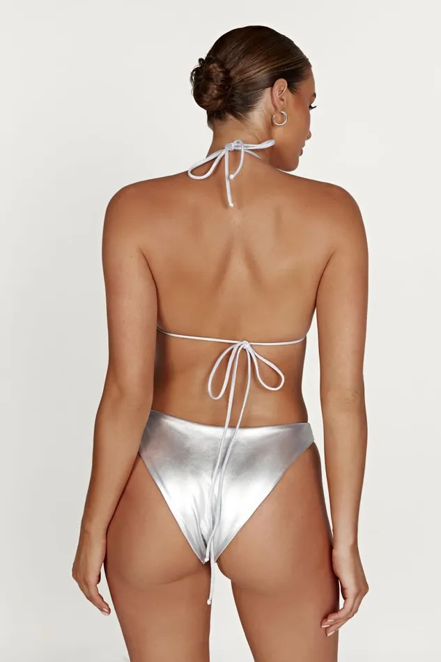 Meshki Bikini Bottoms Bambi Metallic Cheeky Cut Bikini Bottoms 8211 Silver Silver 8211 Women