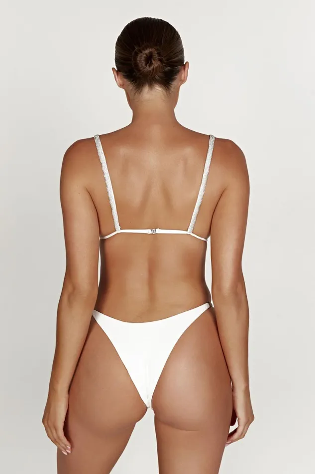 Meshki Bikini Bottoms Tatum Diamante Waist Recycled Bikini Bottom 8211 White White 8211 Women