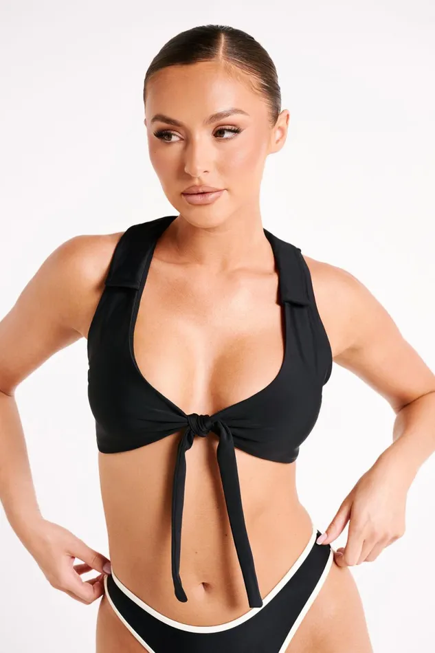Meshki Bikini Tops Clarita Recycled Tie Up Bikini Top 8211 Black Black 8211 Women