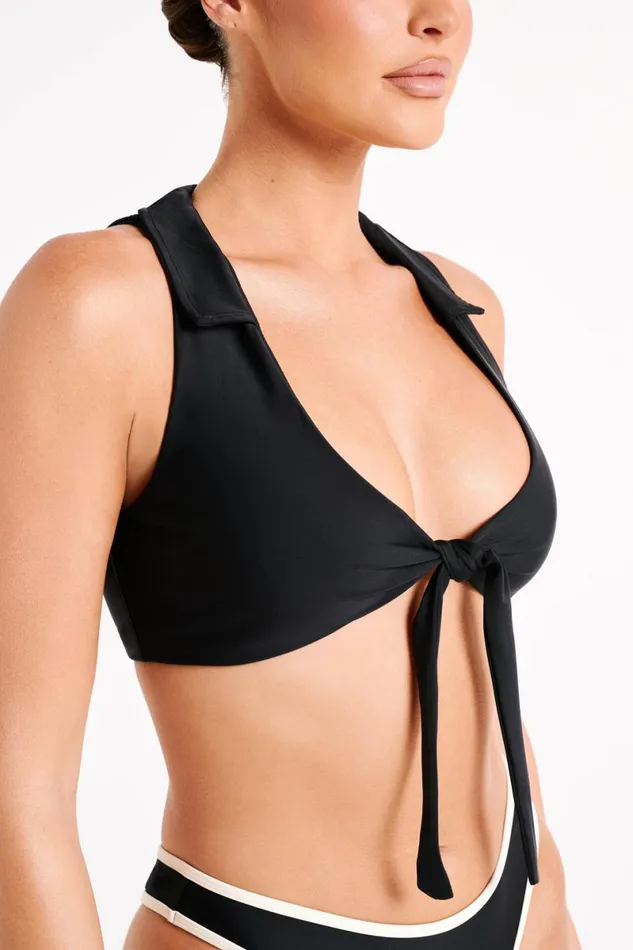 Meshki Bikini Tops Clarita Recycled Tie Up Bikini Top 8211 Black Black 8211 Women