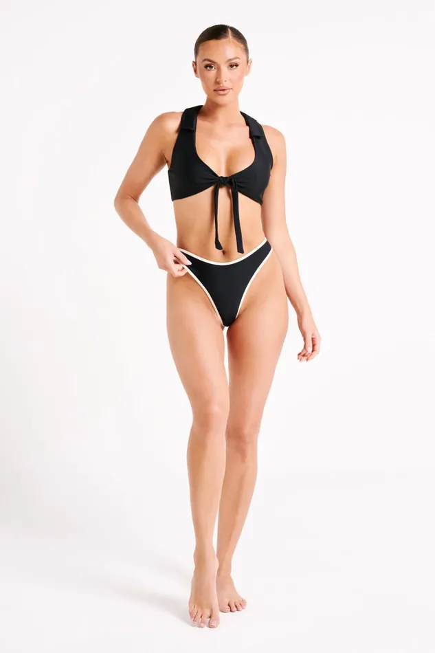 Meshki Bikini Tops Clarita Recycled Tie Up Bikini Top 8211 Black Black 8211 Women