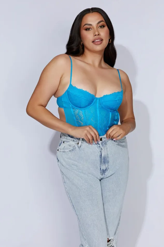 Meshki Bodysuits Daisy Lace Mesh Bodysuit 8211 Cerulean Blue Ceruleanblue 8211 Women Meshki Bodysuits Daisy Lace Mesh Bodysuit 8211 Cerulean Blue Ceruleanblue 8211 Women