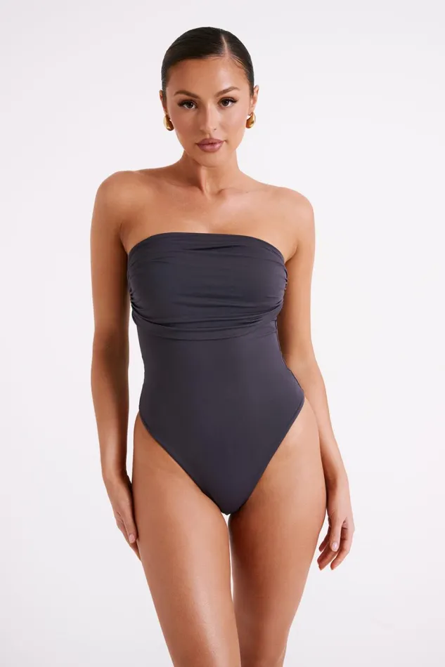 Meshki Bodysuits Romina Recycled Nylon Ruched Bodysuit 8211 Charcoal Charcoal 8211 Women Meshki Bodysuits Romina Recycled Nylon Ruched Bodysuit 8211 Charcoal Charcoal 8211 Women