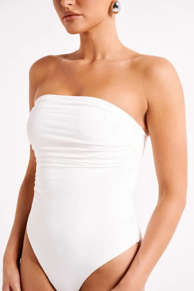 Meshki Bodysuits Romina Recycled Nylon Ruched Bodysuit 8211 White White 8211 Women