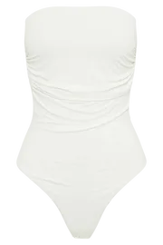 Meshki Bodysuits Romina Recycled Nylon Ruched Bodysuit 8211 White White 8211 Women