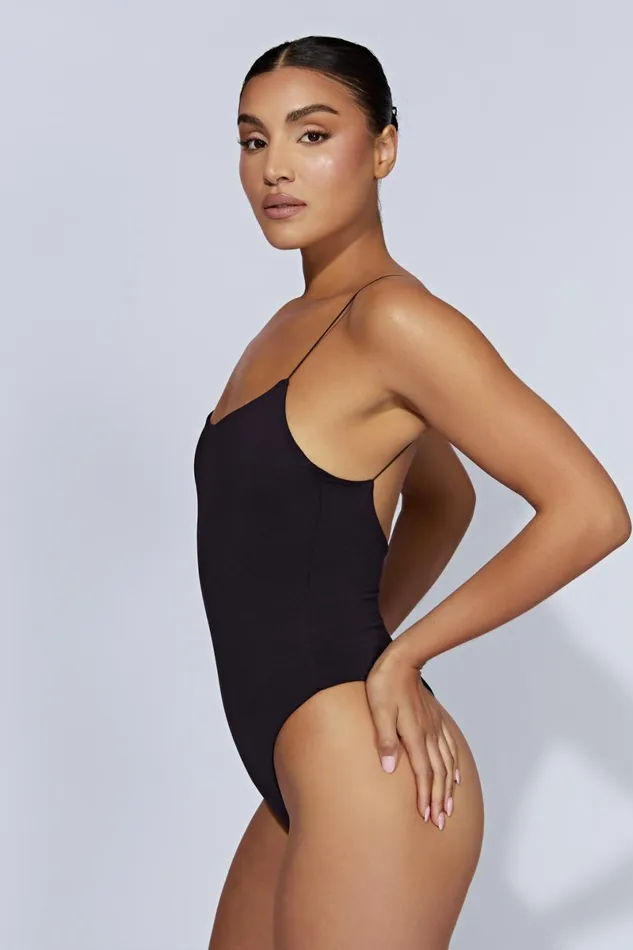 Meshki Bodysuits Valeria Low Back Thin Strap Bodysuit 8211 Black Black 8211 Women