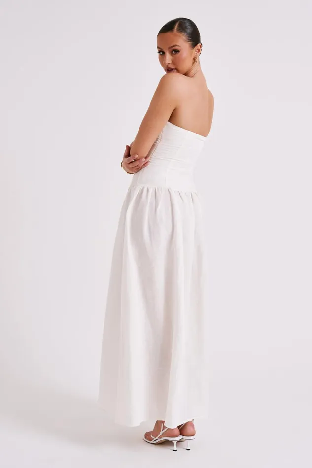Meshki Bridal Shower Audrina Strapless Linen Maxi Dress 8211 White White 8211 Women