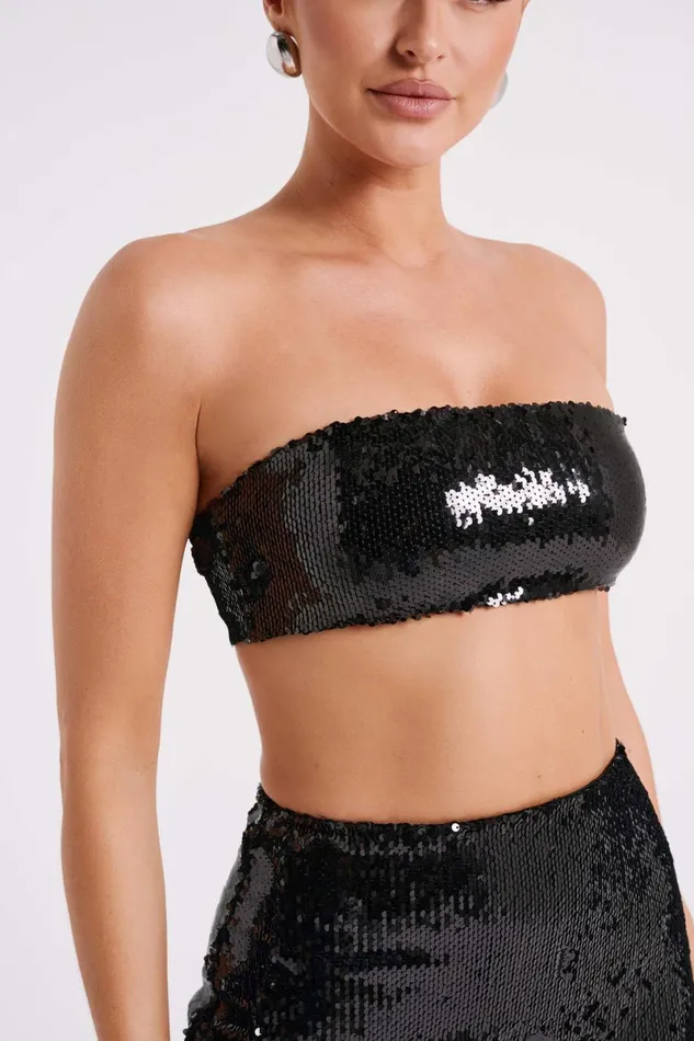 Meshki Bridal Shower Emerie Strapless Sequin Bandeau 8211 Black Black 8211 Women