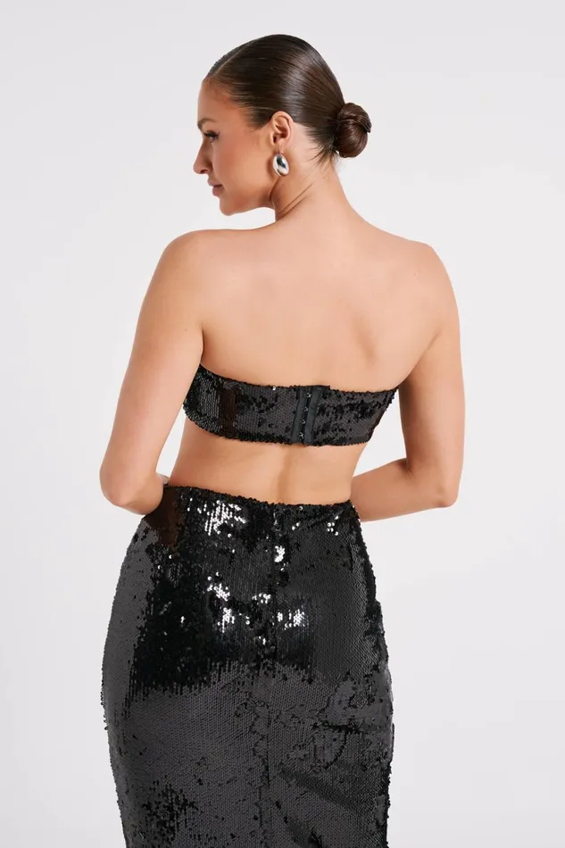 Meshki Bridal Shower Emerie Strapless Sequin Bandeau 8211 Black Black 8211 Women