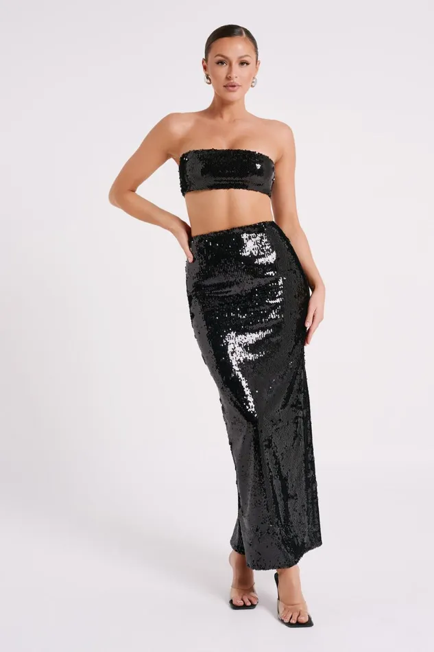 Meshki Bridal Shower Emerie Strapless Sequin Bandeau 8211 Black Black 8211 Women