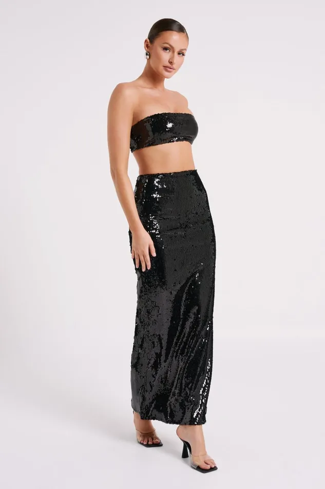 Meshki Bridal Shower Emerie Strapless Sequin Bandeau 8211 Black Black 8211 Women
