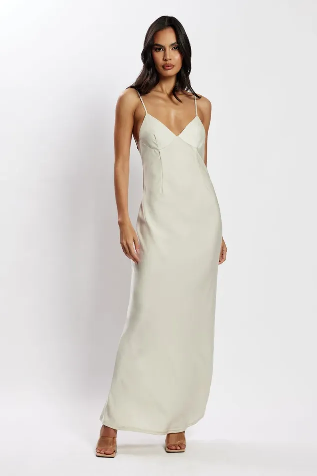 Meshki Bridesmaids Baily Satin Maxi Dress 8211 Silver Silver 8211 Women