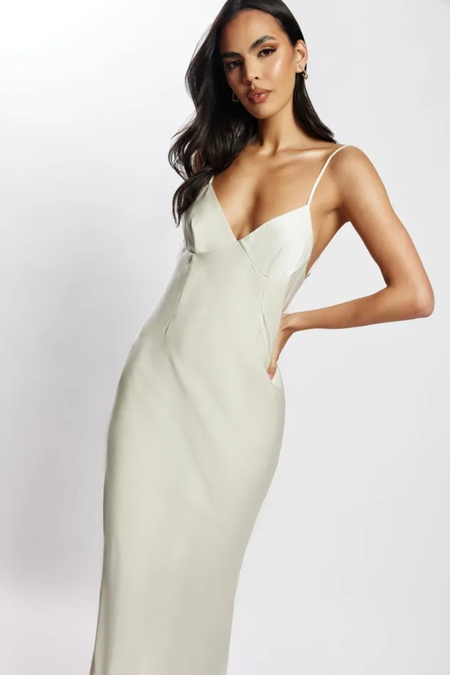 Meshki Bridesmaids Baily Satin Maxi Dress 8211 Silver Silver 8211 Women Meshki Bridesmaids Baily Satin Maxi Dress 8211 Silver Silver 8211 Women