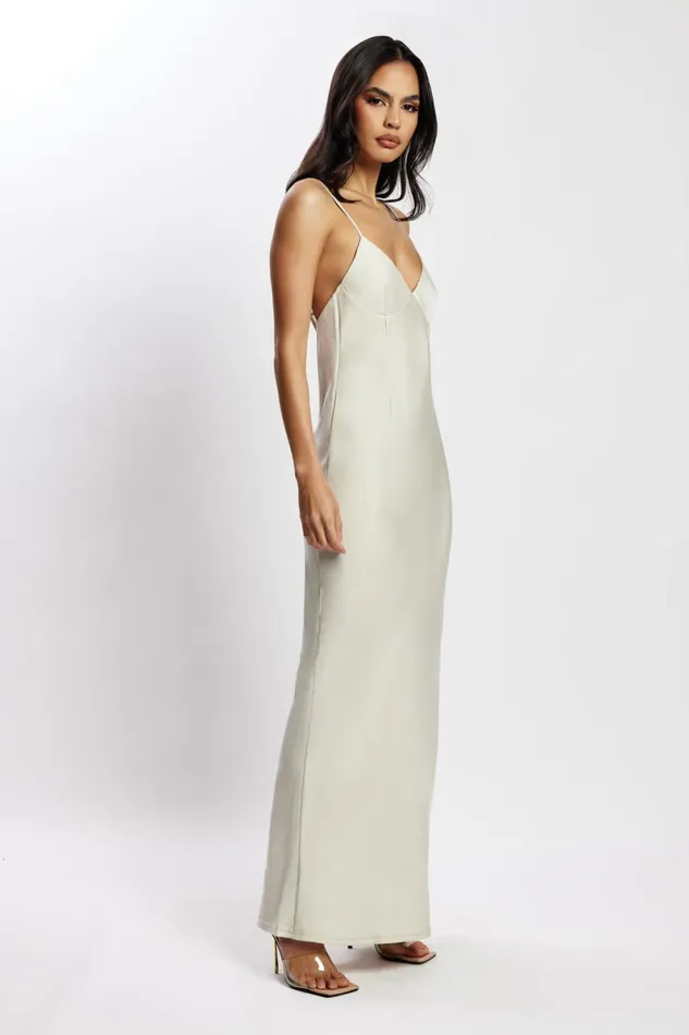 Meshki Bridesmaids Baily Satin Maxi Dress 8211 Silver Silver 8211 Women Meshki Bridesmaids Baily Satin Maxi Dress 8211 Silver Silver 8211 Women