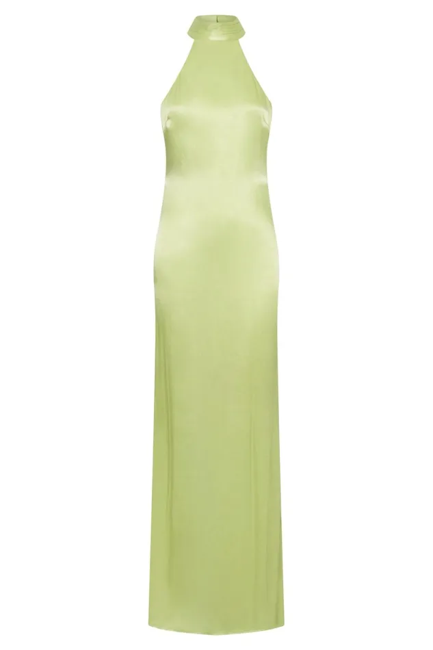 Meshki Bridesmaids Claire Satin Drape Back Maxi Dress 8211 Pistachio Green Pistachio Green 8211 Women