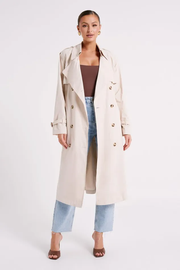 Meshki Coats and Jackets Channing Trench Coat With Belt 8211 Cream Cream 8211 Women
