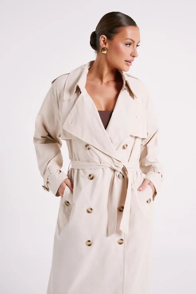 Meshki Coats and Jackets Channing Trench Coat With Belt 8211 Cream Cream 8211 Women