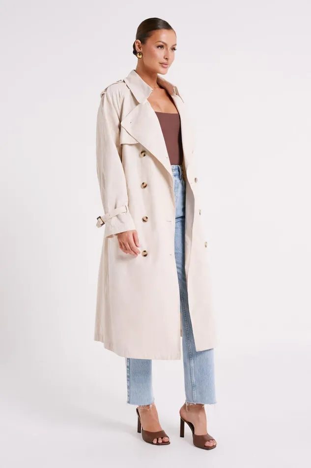 Meshki Coats and Jackets Channing Trench Coat With Belt 8211 Cream Cream 8211 Women