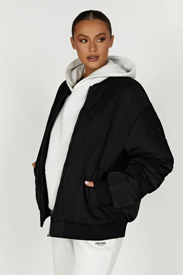 Meshki Coats and Jackets Johanna Recycled Bomber Jacket 8211 Black Black 8211 Women
