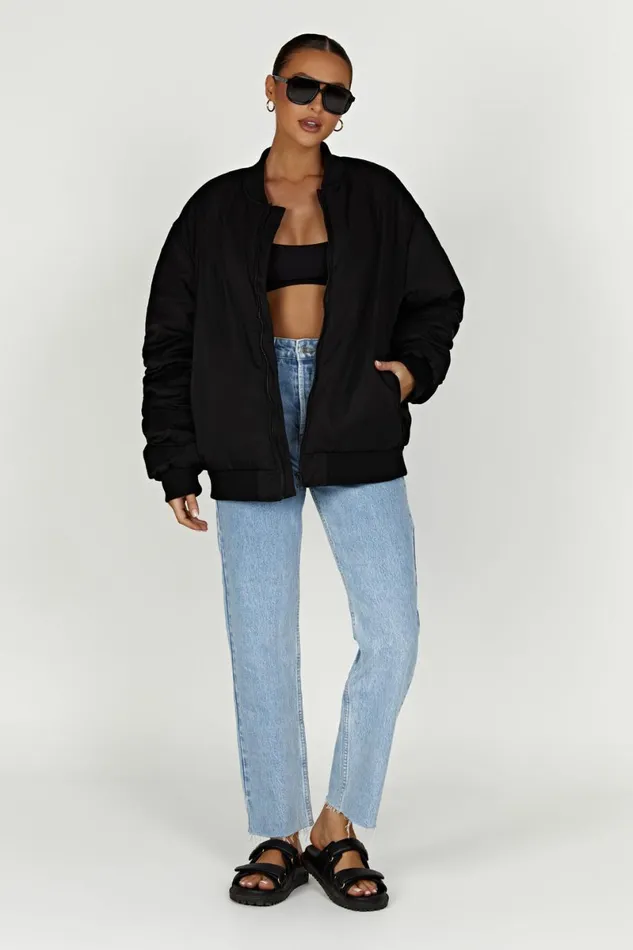 Meshki Coats and Jackets Johanna Recycled Bomber Jacket 8211 Black Black 8211 Women
