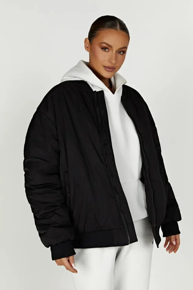 Meshki Coats and Jackets Johanna Recycled Bomber Jacket 8211 Black Black 8211 Women