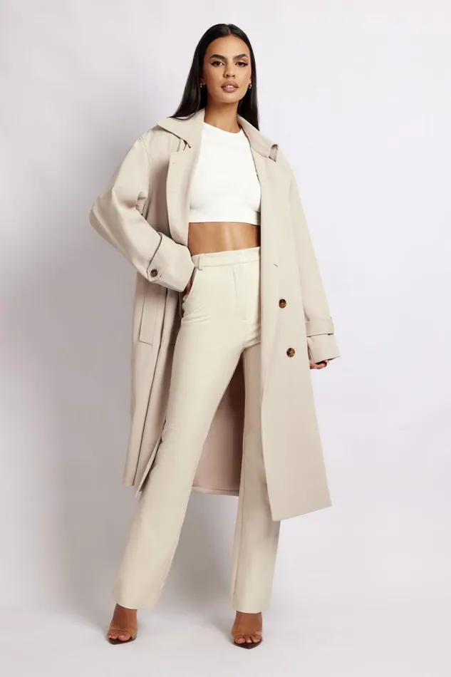 Meshki Coats and Jackets Keily Super Oversized Trench Coat 8211 Bone Bone 8211 Women