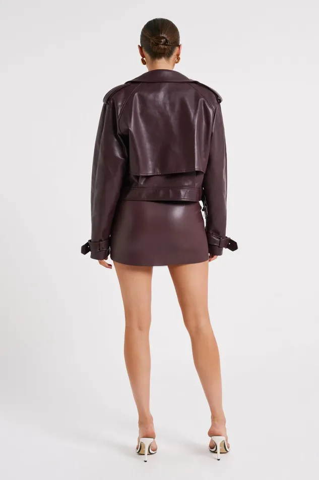 Meshki Coats and Jackets Taylor Oversized Faux Leather Jacket 8211 Dark Chocolate Darkchocolate 8211 Women