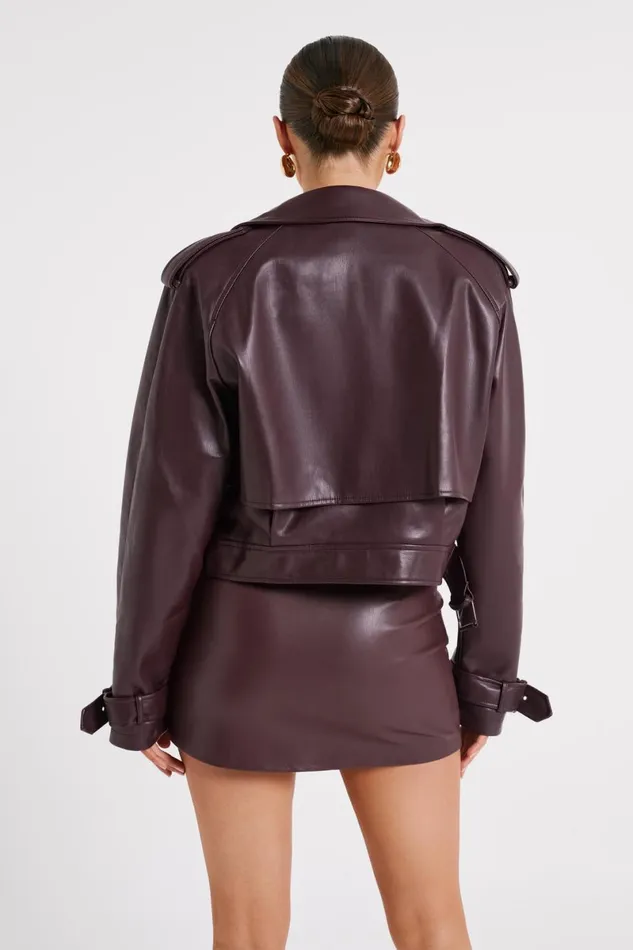 Meshki Coats and Jackets Taylor Oversized Faux Leather Jacket 8211 Dark Chocolate Darkchocolate 8211 Women