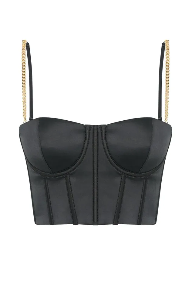 Meshki Corsets Alexina Chain Strap Corseted Bustier 8211 Black Black 8211 Women Meshki Corsets Alexina Chain Strap Corseted Bustier 8211 Black Black 8211 Women