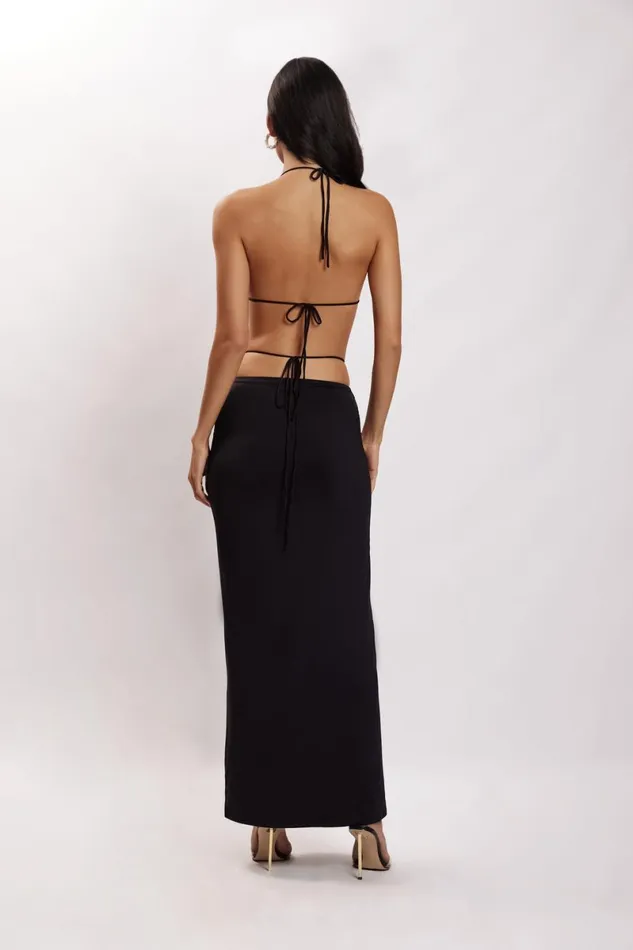Meshki Crop Tops Amber Ruched Halter Crop Top 8211 Black Black 8211 Women Meshki Crop Tops Amber Ruched Halter Crop Top 8211 Black Black 8211 Women