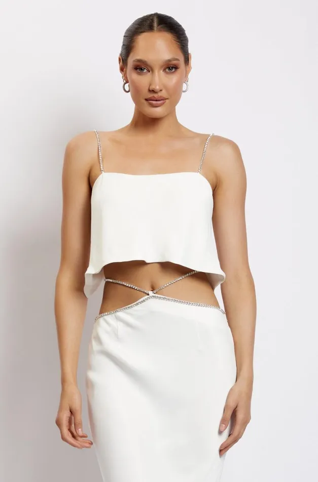 Meshki Crop Tops Dayana Straight Cut Crop Top 8211 White White 8211 Women