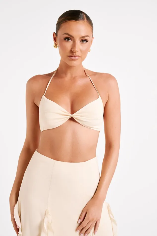 Meshki Crop Tops Ines Twisted Linen Crop Top 8211 Sand Sand 8211 Women