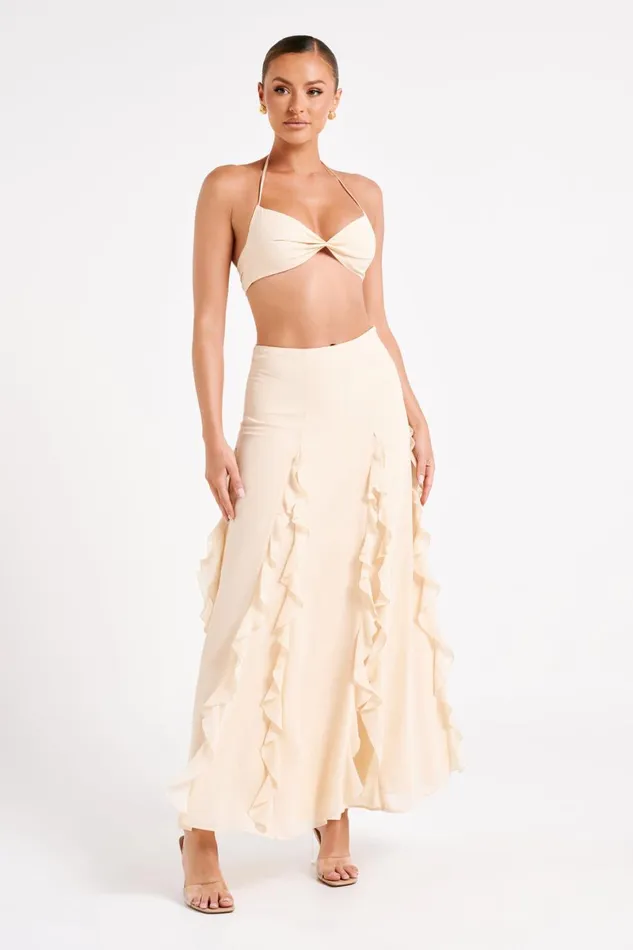 Meshki Crop Tops Ines Twisted Linen Crop Top 8211 Sand Sand 8211 Women