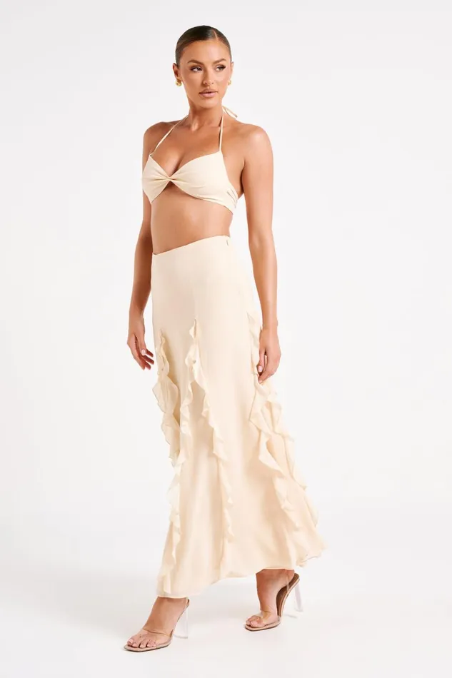 Meshki Crop Tops Ines Twisted Linen Crop Top 8211 Sand Sand 8211 Women
