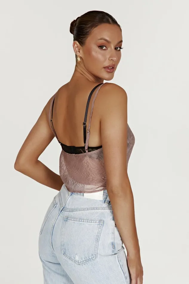 Meshki Crop Tops Kiana Iridescent Camisole 8211 Taupe Taupe 8211 Women Meshki Crop Tops Kiana Iridescent Camisole 8211 Taupe Taupe 8211 Women