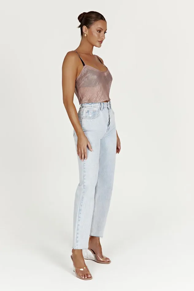 Meshki Crop Tops Kiana Iridescent Camisole 8211 Taupe Taupe 8211 Women Meshki Crop Tops Kiana Iridescent Camisole 8211 Taupe Taupe 8211 Women