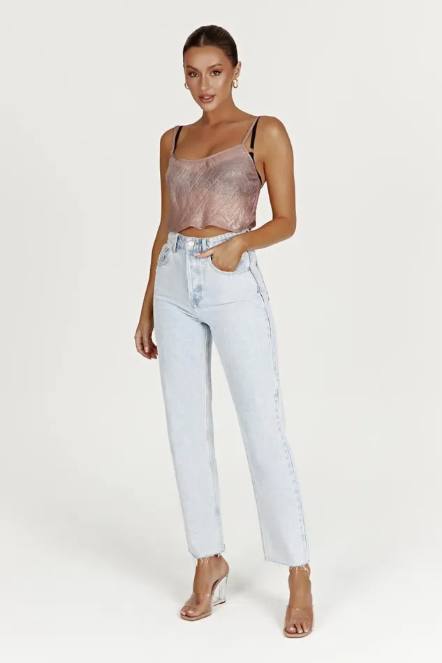 Meshki Crop Tops Kiana Iridescent Camisole 8211 Taupe Taupe 8211 Women Meshki Crop Tops Kiana Iridescent Camisole 8211 Taupe Taupe 8211 Women