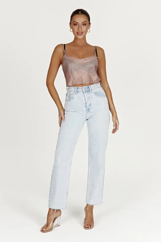 Meshki Crop Tops Kiana Iridescent Camisole 8211 Taupe Taupe 8211 Women Meshki Crop Tops Kiana Iridescent Camisole 8211 Taupe Taupe 8211 Women