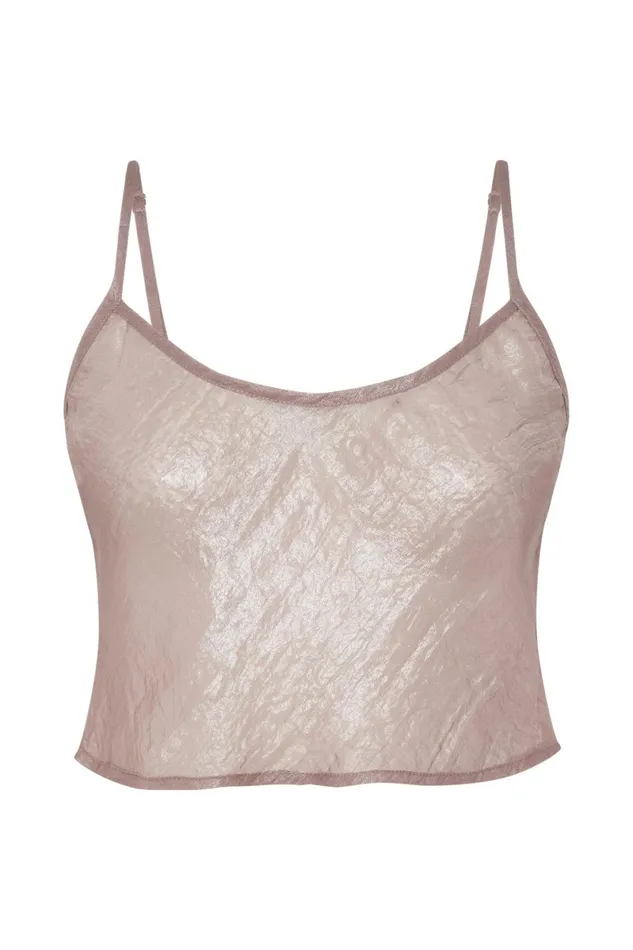 Meshki Crop Tops Kiana Iridescent Camisole 8211 Taupe Taupe 8211 Women Meshki Crop Tops Kiana Iridescent Camisole 8211 Taupe Taupe 8211 Women